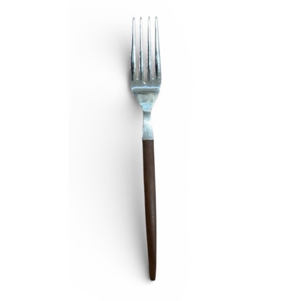 Ekco Eterna Dinner Fork Faux Wood HandleMCM Stainless Replacement Flatware USA